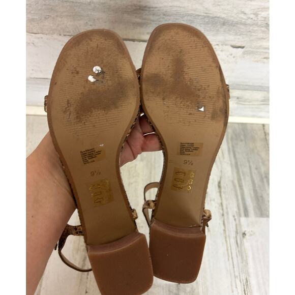 Madewell Women’s 9.5 Hollie Snake Embossed Leather Ankle Strap Sandals - Picture 7 of 8